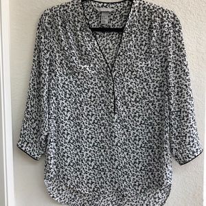 H&M Conscious Shear Black and White Print Blouse Size 8